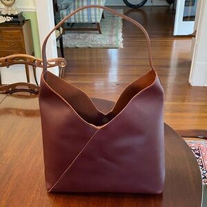 Portland Leather Goods Cognac Brown Oversized Naomi Tote Bag Purse Unicorn